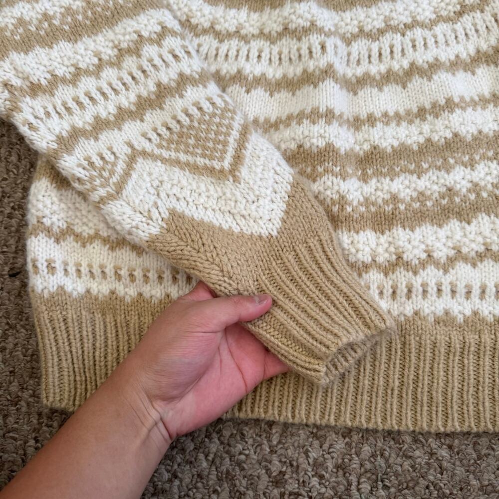 American Eagle | Women’s Size Medium Cream/Tan Fair Isle Knit Crewneck Sweater - Picture 8 of 8
